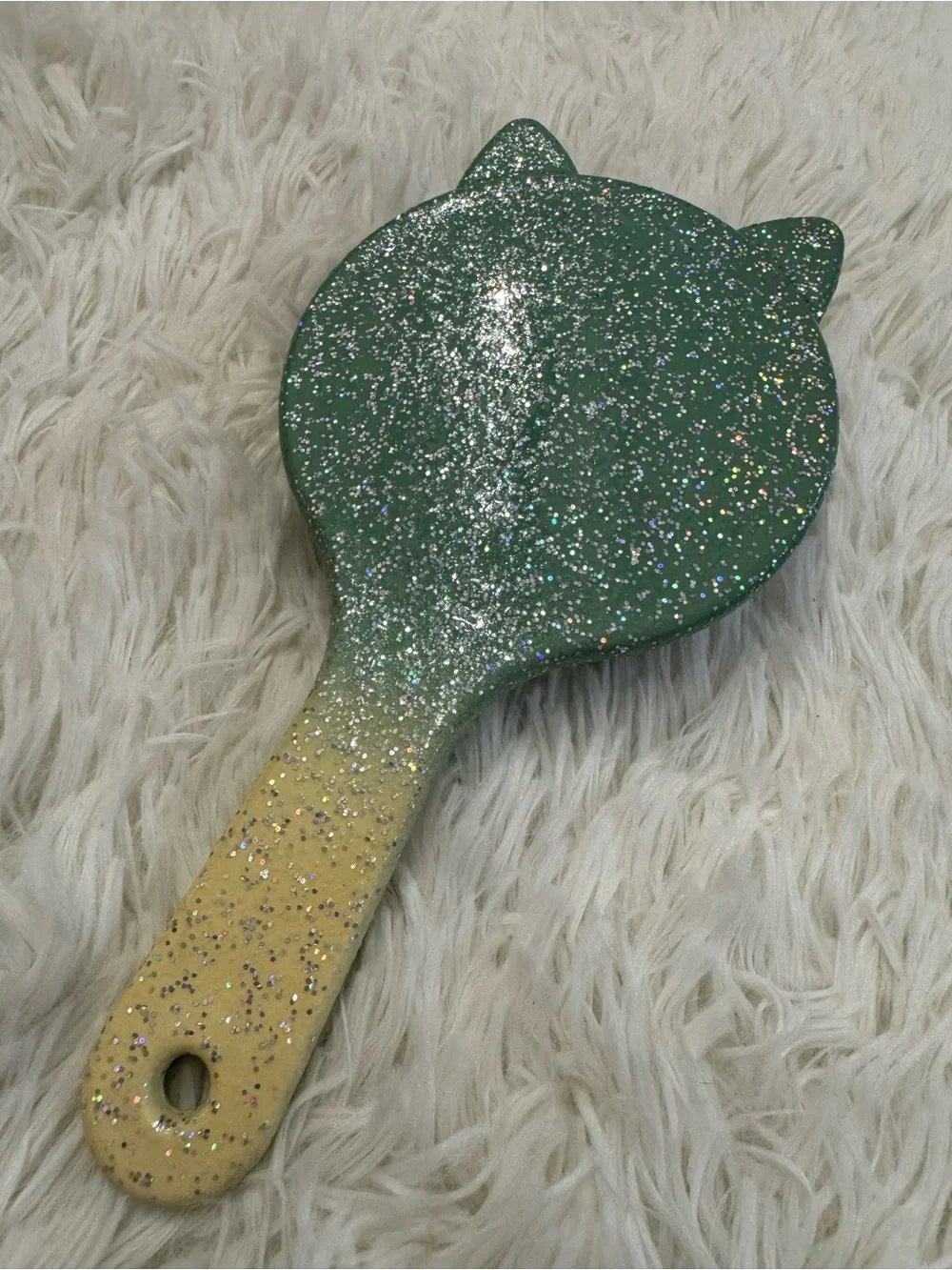Glitter Cat-Shape Kids Hair Brush - Pink & Teal